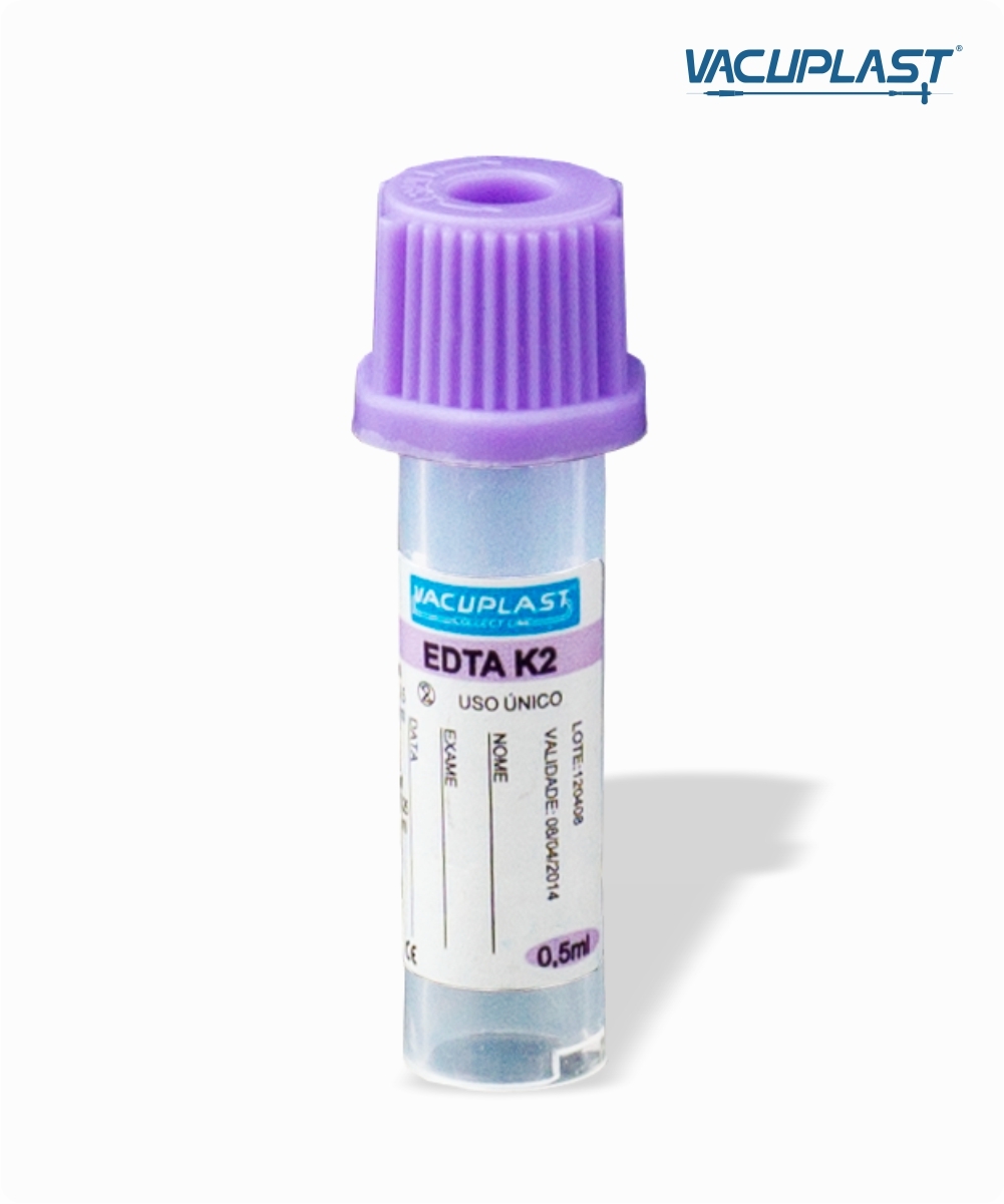 Microtubo para coleta de sangue (seringa) com EDTA K2 500µL